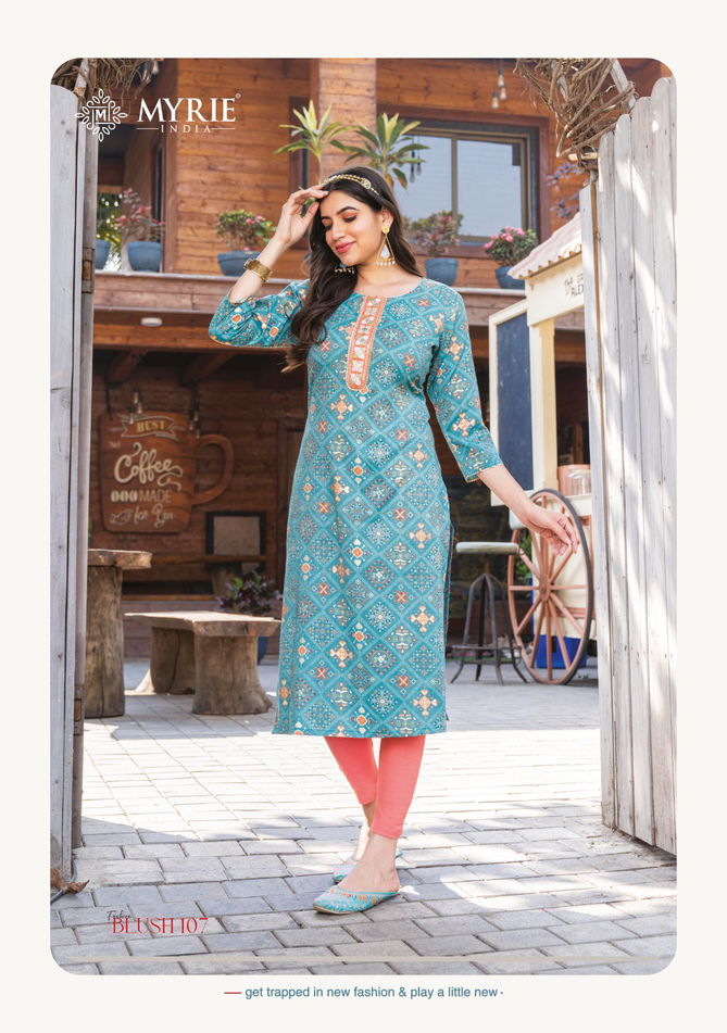 Myrie Fashion Blush Long Printed Kurtis Catalog
